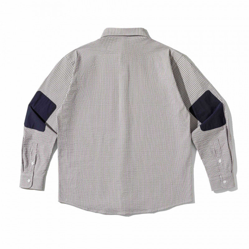 Unisex Boxy Overshirt in Seersucker look with double chest flaps and shirt collar Mune Fashion