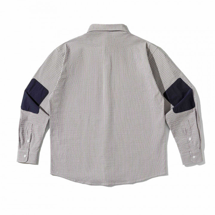Unisex Boxy Overshirt in Seersucker look with double chest flaps and shirt collar Mune Fashion