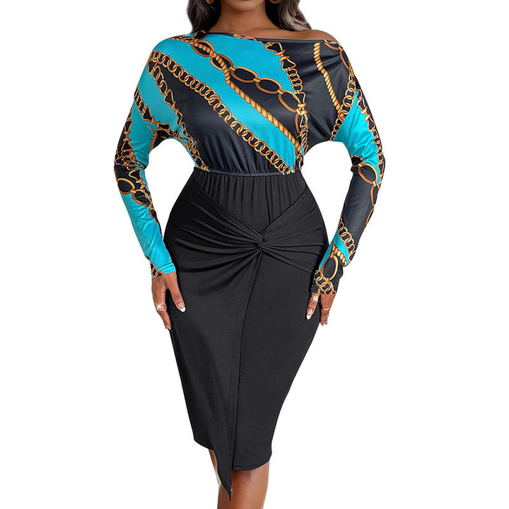 Ladies Elegant Knee-Length Dress with Draping Details Mune Fashion