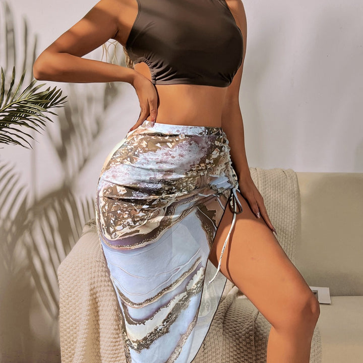 Women's Crop Top and Shiny Wrap Skirt Mune Fashion