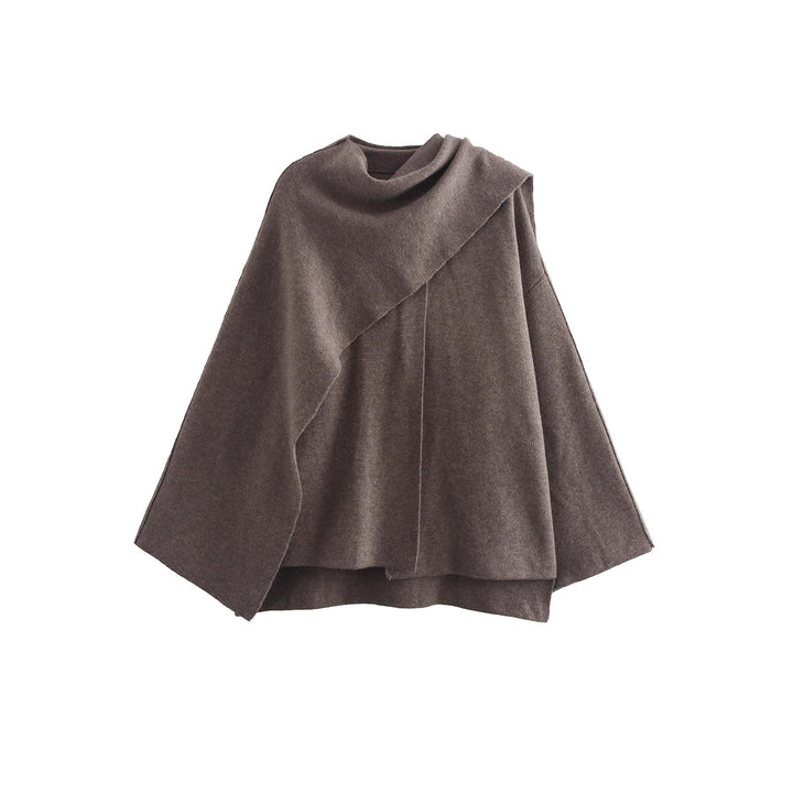 Women's cape with asymmetrical fall, stand-up collar and wool blend Mune Fashion