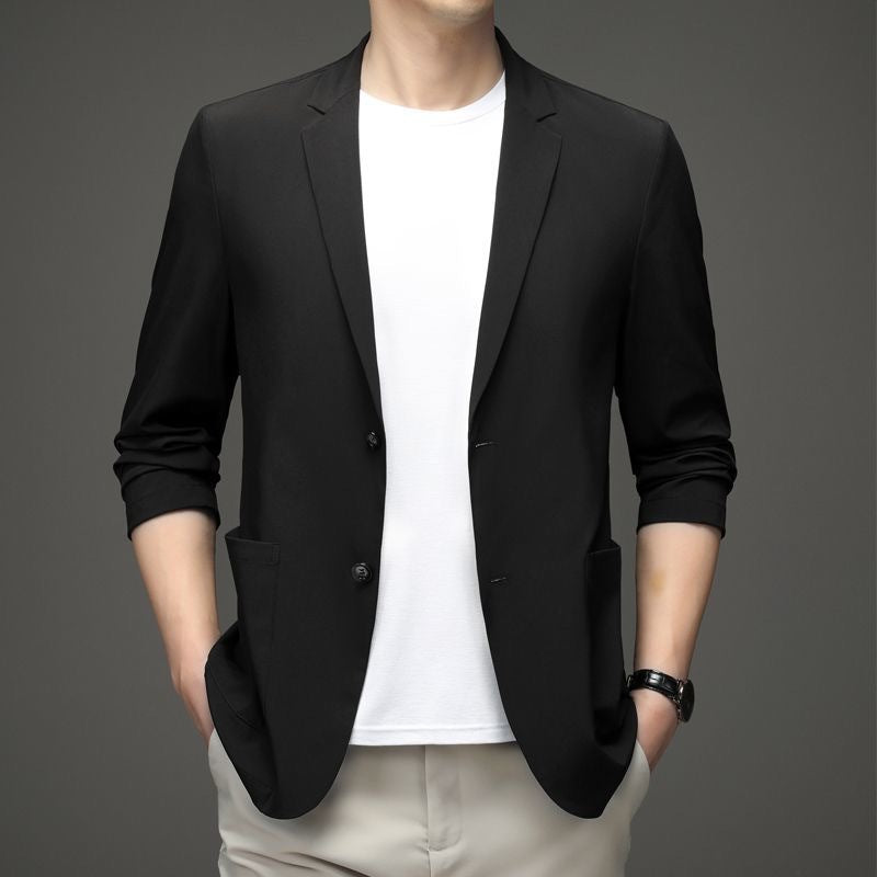 Men's Lightweight Unstructured Jersey Blazer with Stretch and Patch Pockets Mune Fashion
