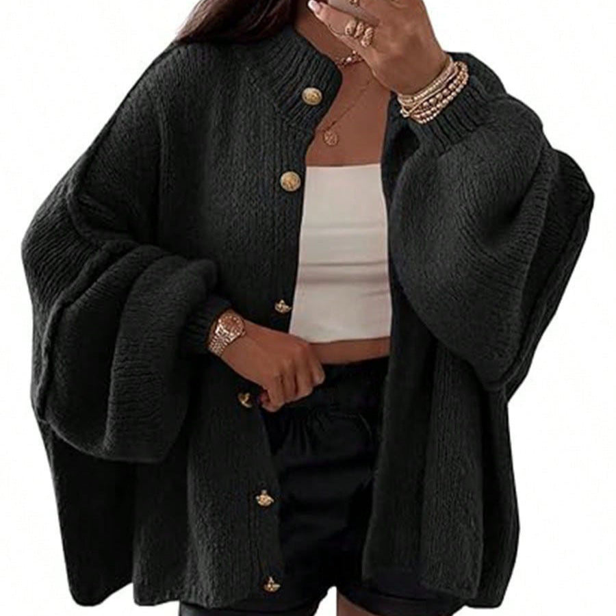 Women's Fluffy Cardigan with Dropped Shoulders Mune