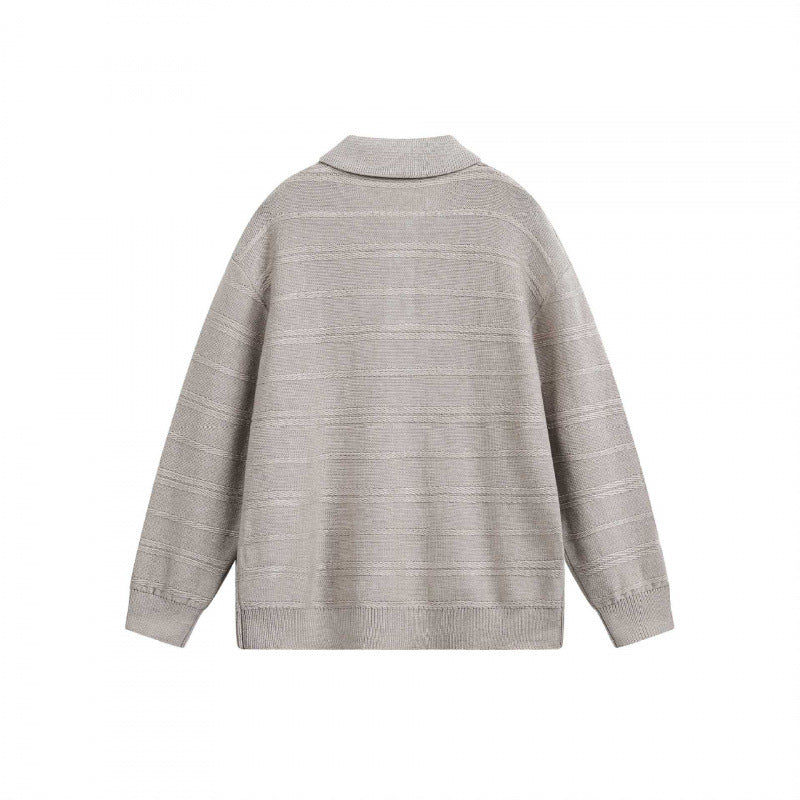 Unisex Lightweight Boxy Polo Knit Sweater with Half Button Placket and Shirt Collar Mune Fashion
