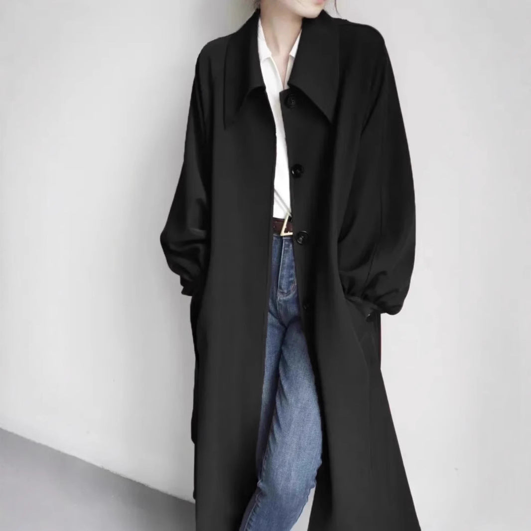 Ladies Long Fashionable Jacket with Large Collar Mune Fashion