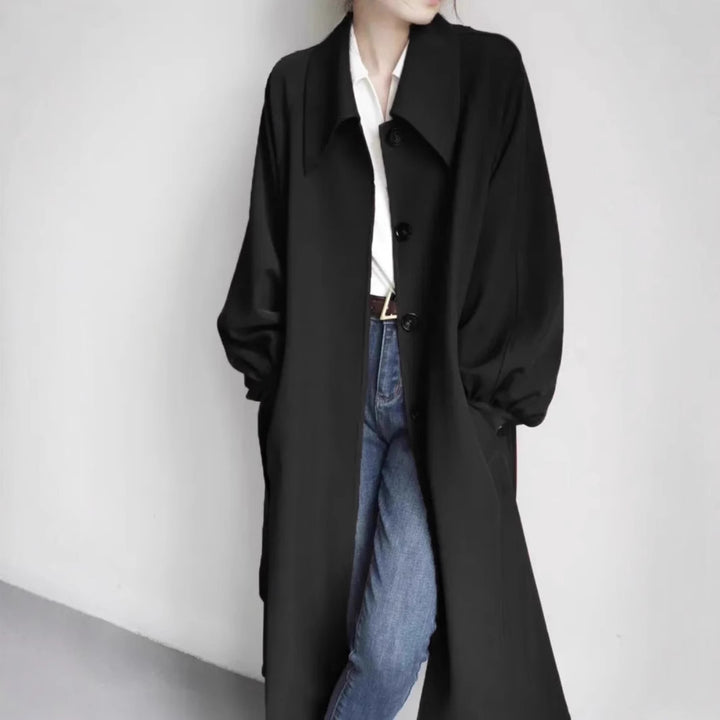 Ladies Long Fashionable Jacket with Large Collar Mune Fashion