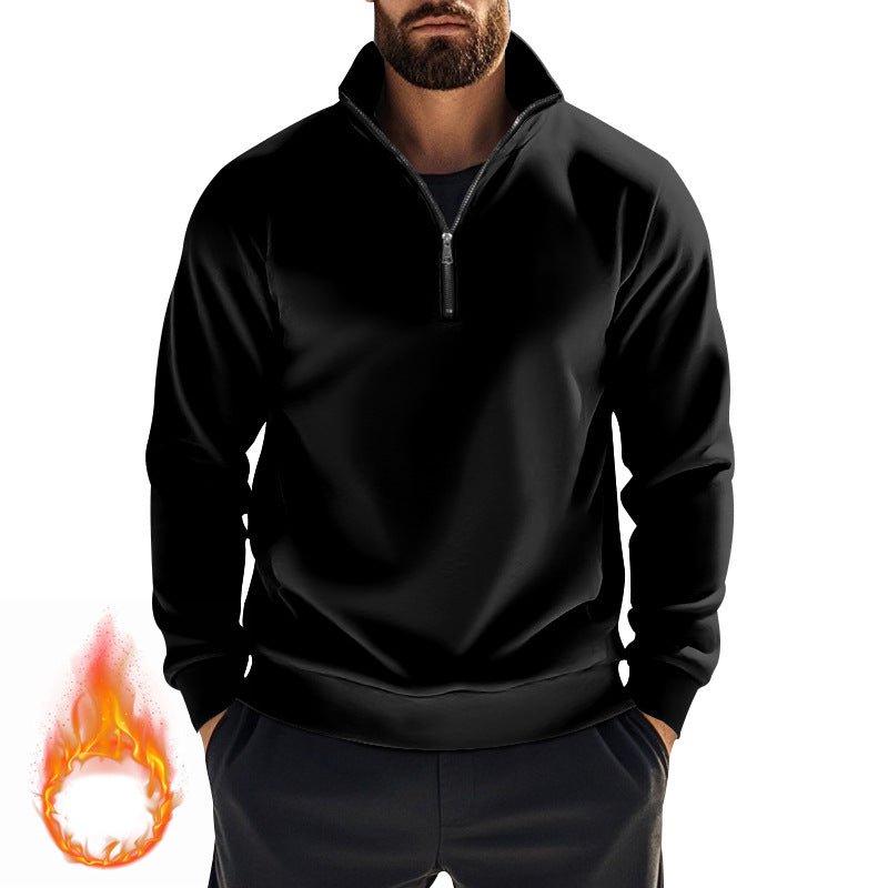 Men's nan thermal half-zip pullover with stand-up collar and warming fleece inner lining Mune Fashion