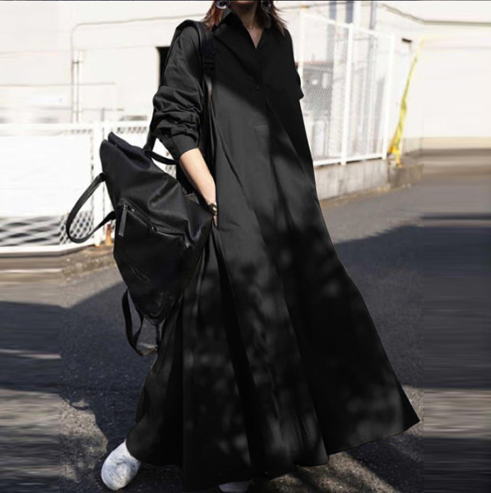 Women's Oversized Shirt Dress in A-Line with Shirt Collar Mune Fashion
