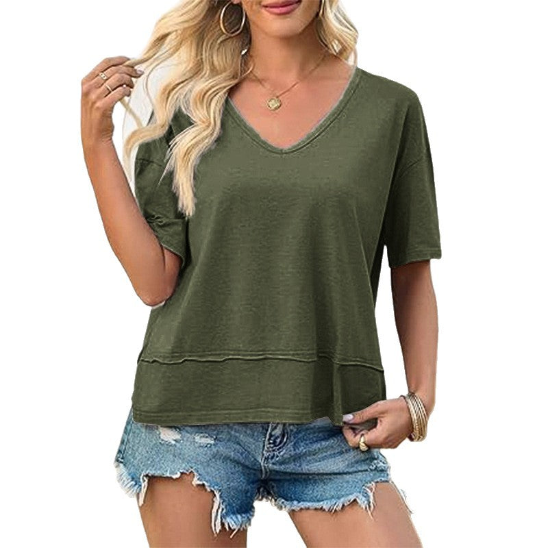 Women's Casual V-Neck Oversized T-Shirt Mune Fashion