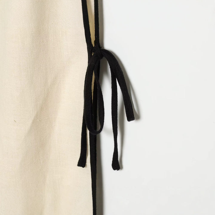 Ladies Wide Linen Look Pants with High Elastic Waistband, Contrast Piping and Leg Lacing Detail Mune Fashion