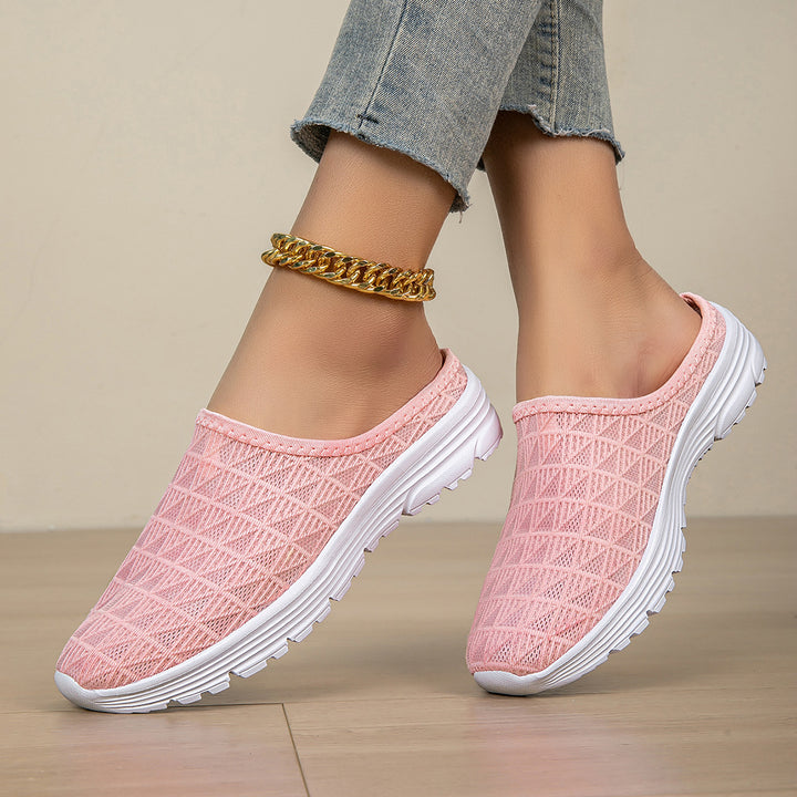 Ladies' breathable mesh slippers with diamond-structured upper and cushioned lightweight sole Mune Fashion