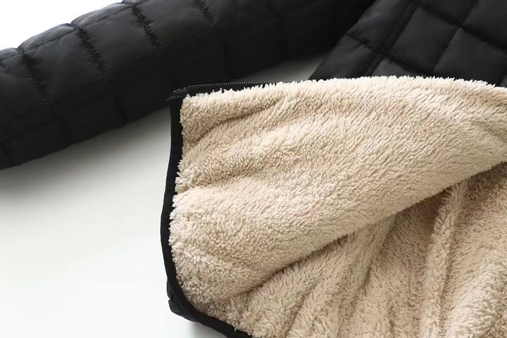 Women's quilted thermal hooded jacket with teddy fleece lining Mune Fashion