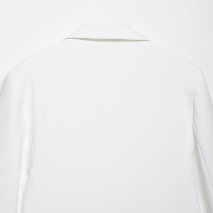 Women Double-Breasted Longline Blazer with Oversized Cut and Piped Pockets Mune Fashion