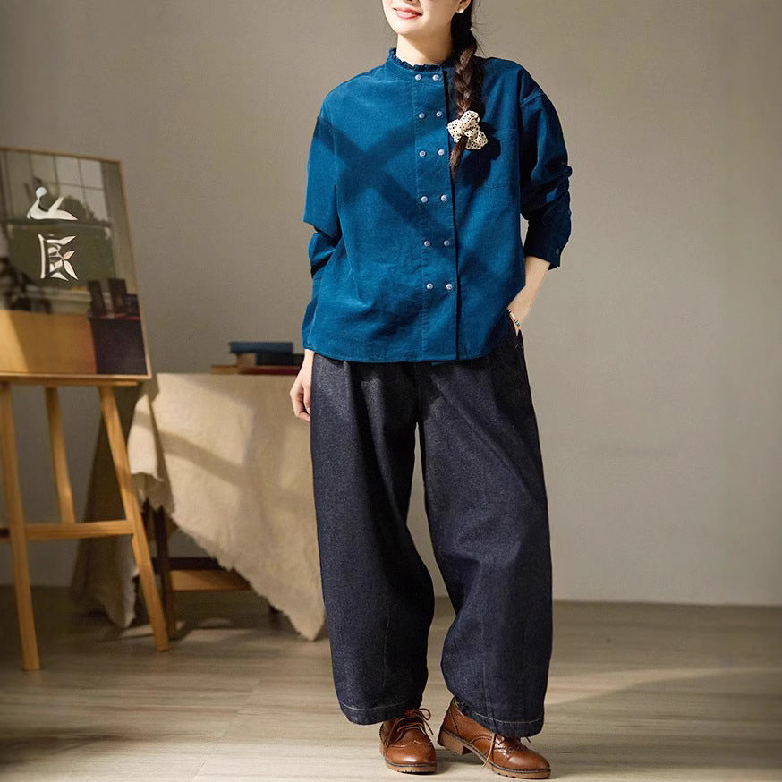 Women Casual Blouse with Ruffle Hem Mune Fashion