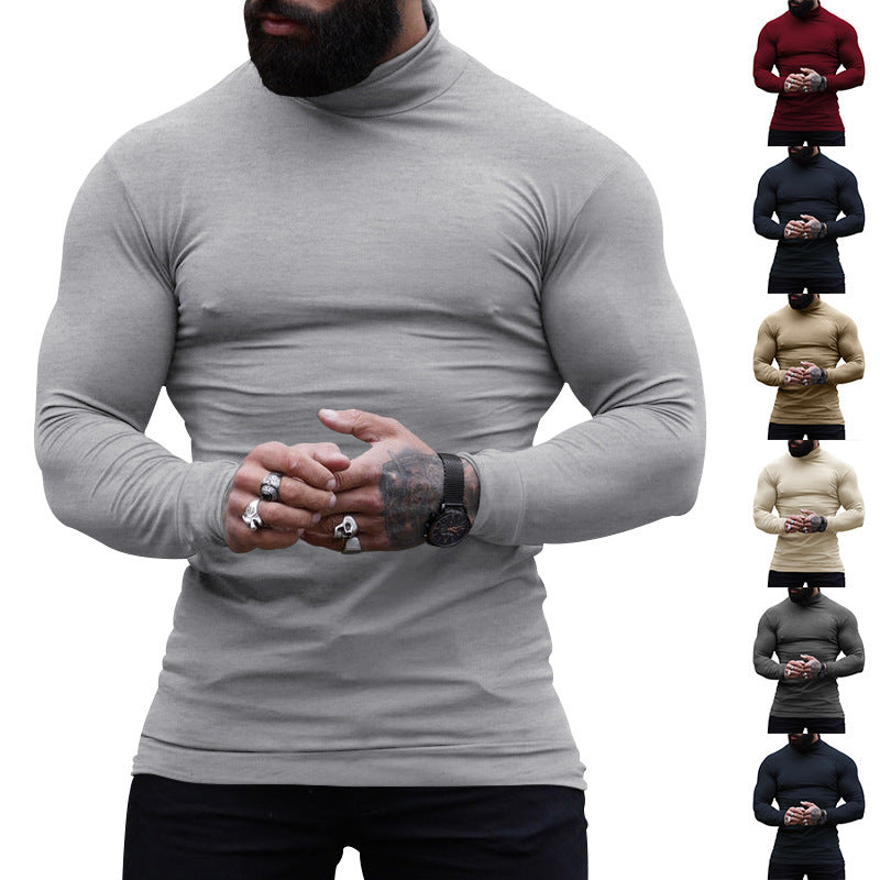 Men's Slim Fit Turtleneck Fine Knit Shirt with Stretch Comfort Mune Fashion