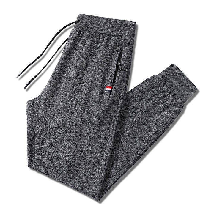 Men's Slim-Fit Jogging Pants with Elastic Ribbed Waistband, Drawstring and Zipper Pockets Mune Fashion