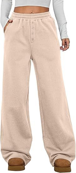 Women's High-Waisted Fleece Lounge Pants with Wide Leg Mune Fashion