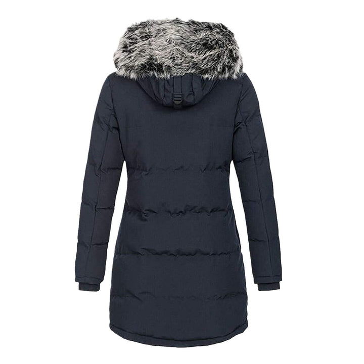 Women's thermo parka with fitted silhouette, button placket & removable faux fur hood Mune Fashion