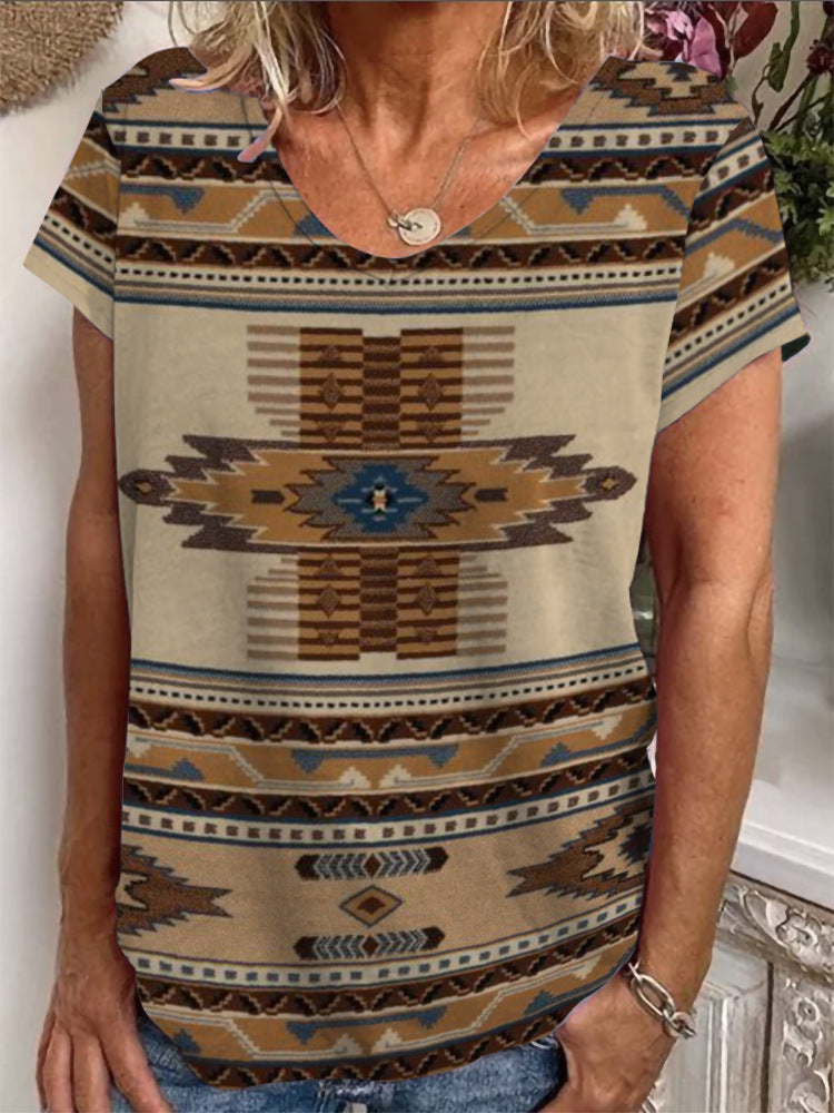 Ladies Loose Blouse with Colorful Paisley Pattern Mune Fashion