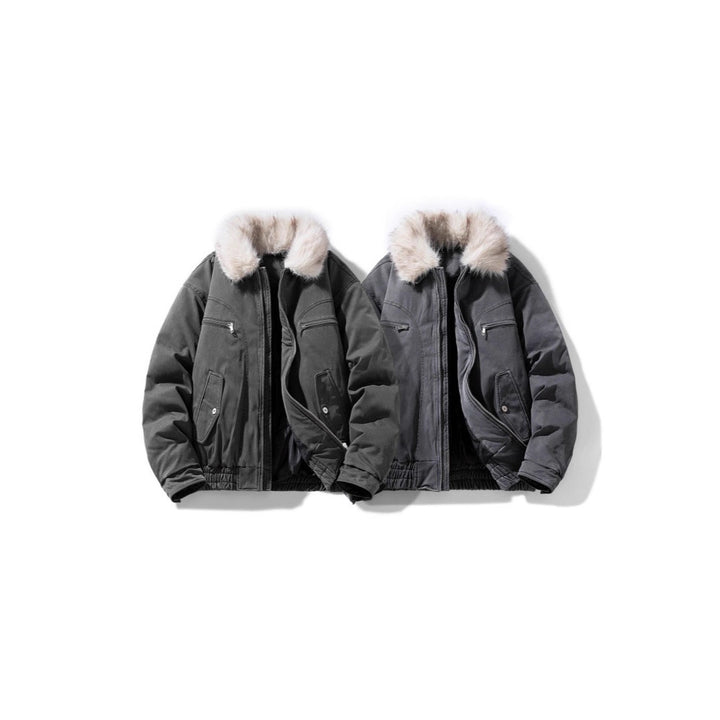 Men's padded bomber jacket with cozy faux fur collar and multiple pockets Mune Fashion