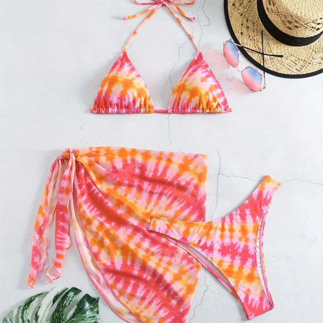 Women Triangle Bikini Set with Wrap Skirt Mune Fashion