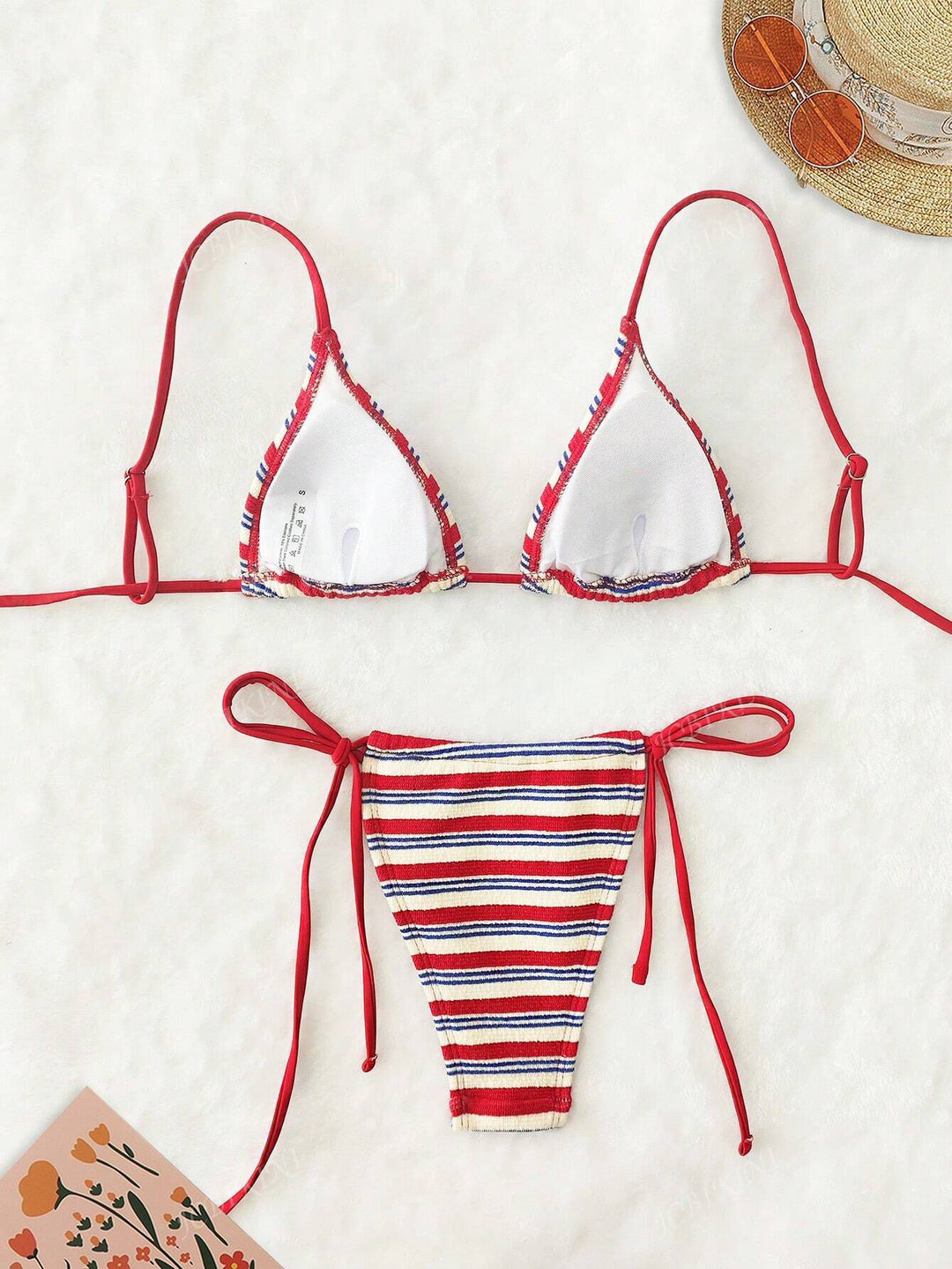 Women Triangle Bikini with Colorful Stripe Pattern Mune Fashion