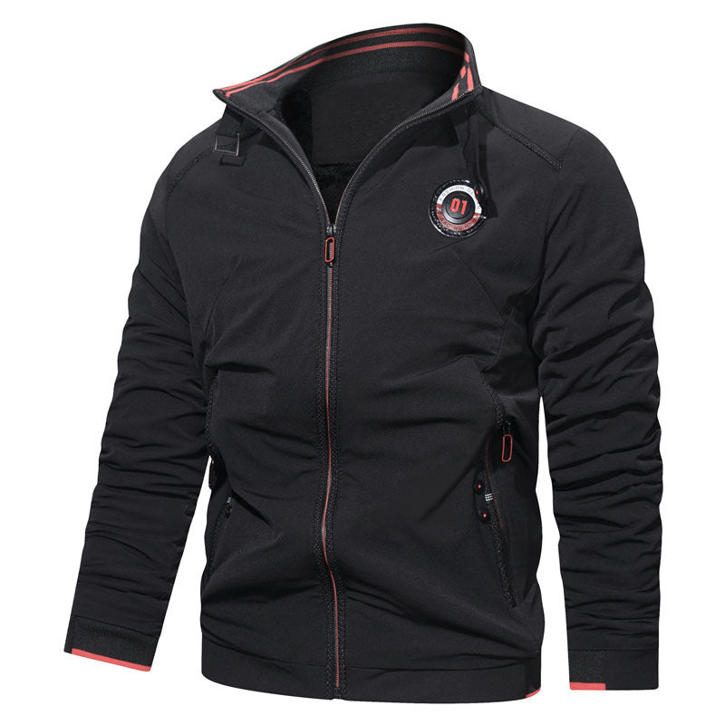 Men's lightweight zip jacket with stand-up collar, sporty contrast details, and zip pockets Mune Fashion