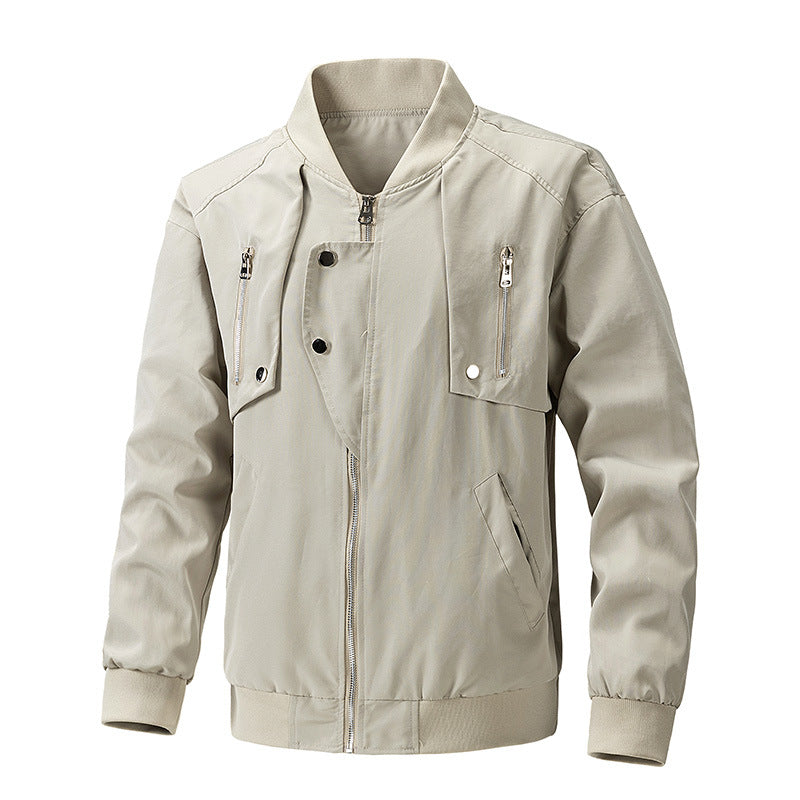 Men's urban bomber jacket with stand-up collar, vertical chest zippers, and ribbed hem Mune Fashion