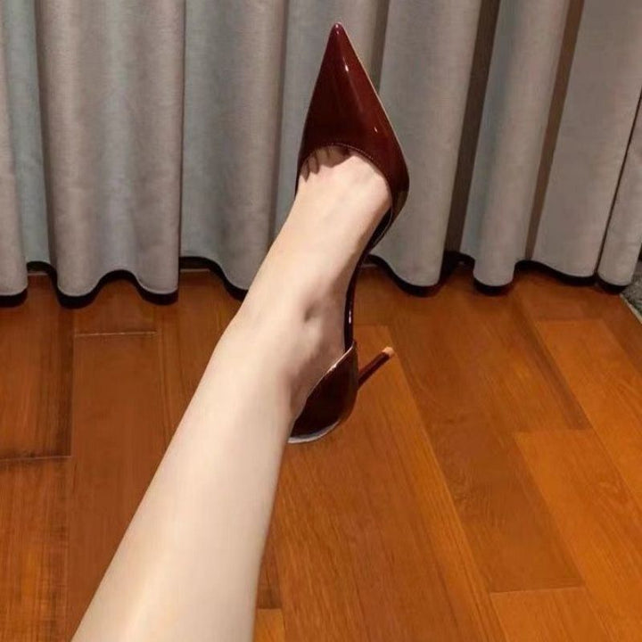 Women's pointed patent pumps with open heel and padded insole Mune Fashion