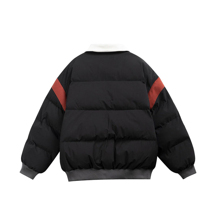 Women's short padded blouson jacket with contrasting collar and embroidery details Mune Fashion