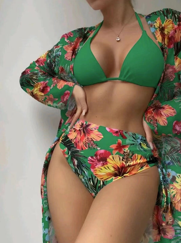Ladies high-cut bikini with floral design and elegant wrap top Mune Fashion