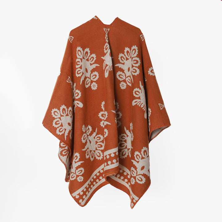 Ladies Jacquard Cape-Style Overlay with Floral Ornament Structure Mune Fashion