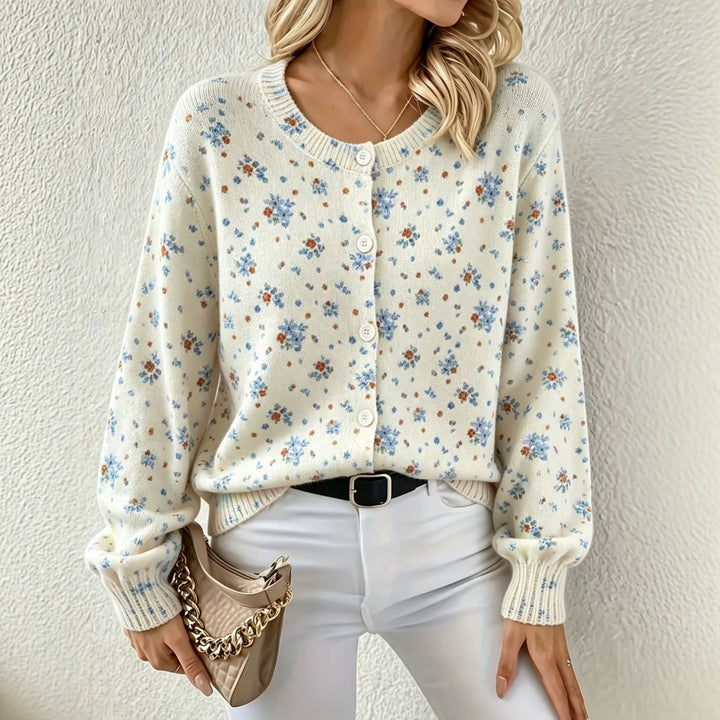 Women's Lightweight Jacquard Knit Cardigan with Leopard Print, Round Neck and Button Placket Mune Fashion