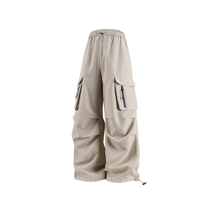 Men's Loose Tech Cargo Pants with Elastic Waistband, Multi-Pocket Cargo Pockets and Drawstring Closure Drune