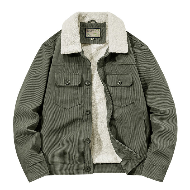Men's Patterned Cord Jacket with Teddy Lining Mune Fashion