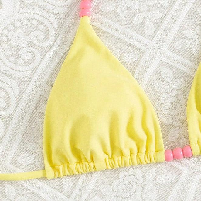 Women Triangle Bikini with Colorful Decorative Accents Mune Fashion