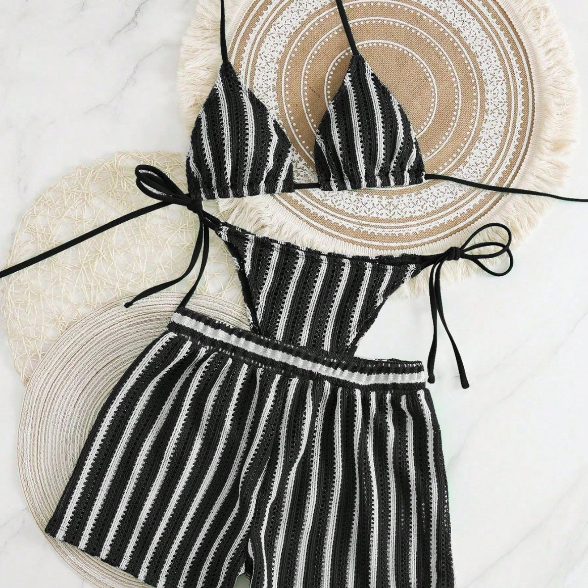 Women's bikini set with gathered top and high-waisted shorts Mune Fashion