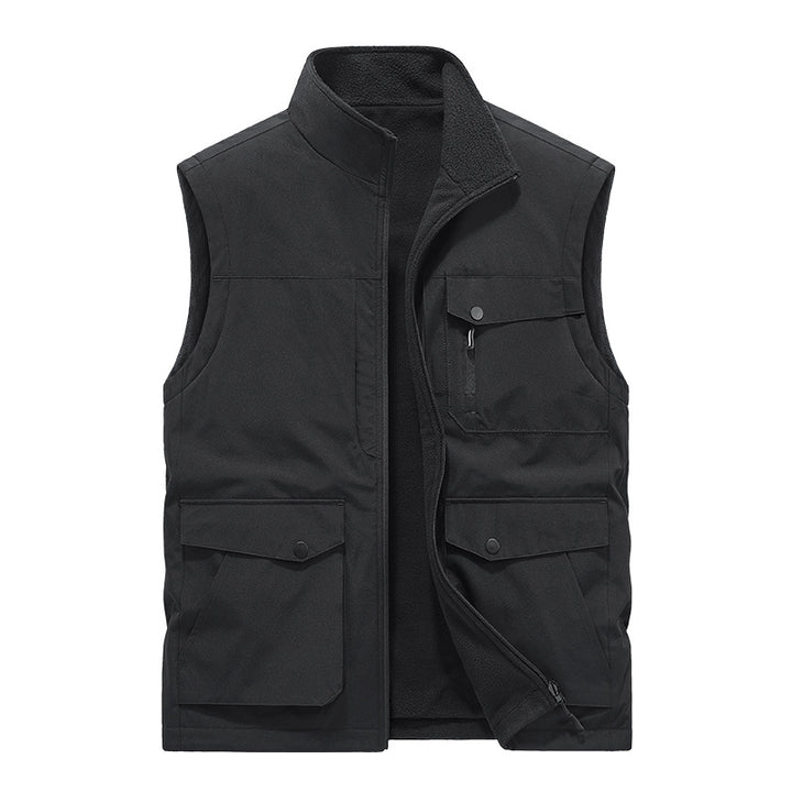 Men's Multifunctional Utility Vest with Fleece Lining and Multiple Pockets Mune Fashion