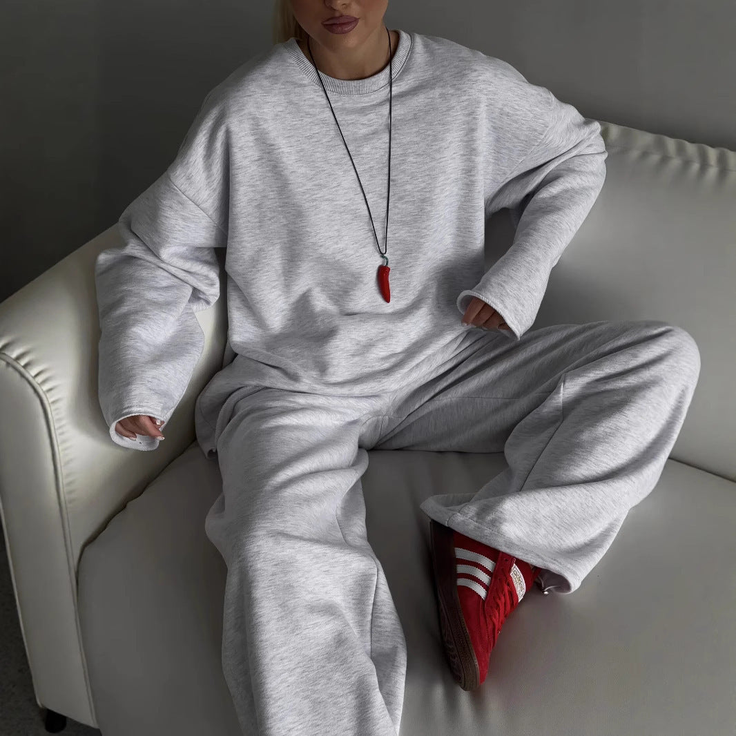 Women Oversized Loungewear Set with Relaxed Long Sleeve and Wide High Waist Jogger Mune Fashion