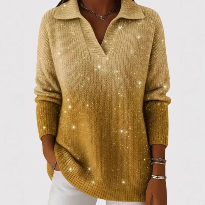 Women's Fashionable Knit Sweater with V-Neck