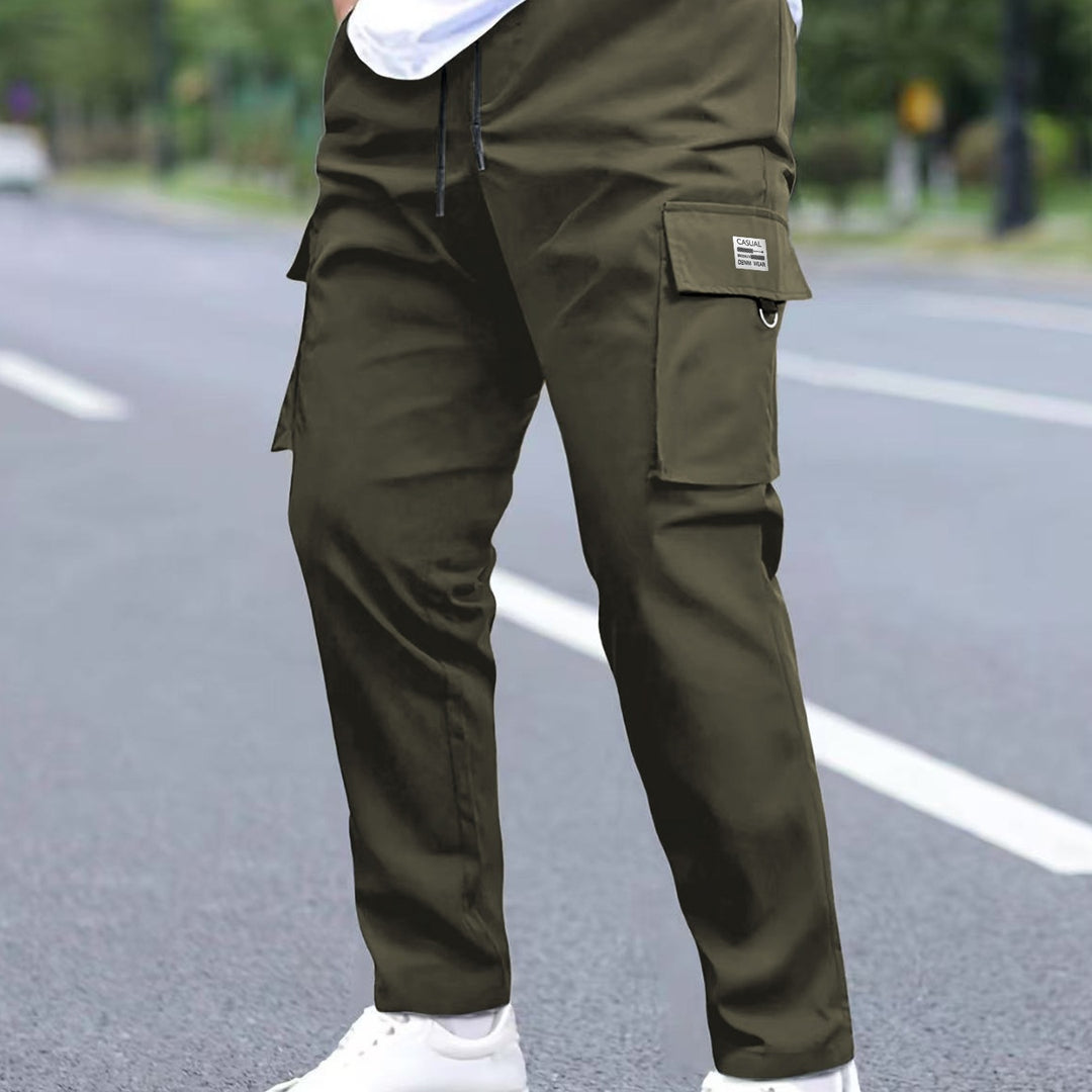 Men's Lightweight Technical Cargo Pants with Drawstring Waist, D-Ring & Large Flap Pockets Mune Fashion