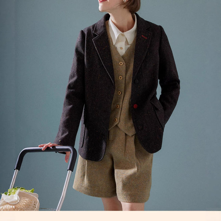 Women's Elegant Tweed Blazer with Fine Accents Mune Fashion