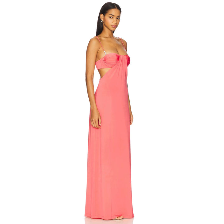 Women nan maxi dress with bustier cups, side cut-outs and fine spaghetti straps Mune Fashion