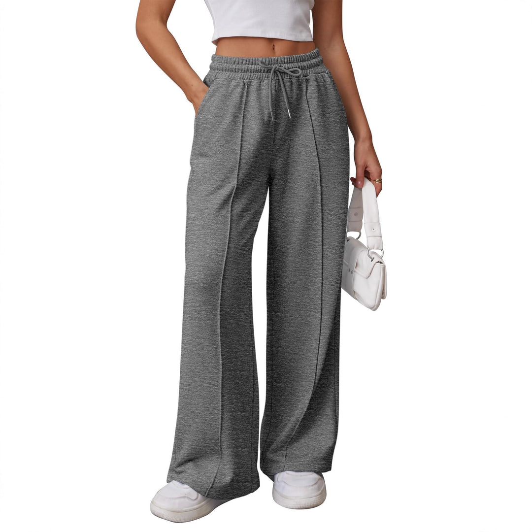 Women nan High-Waist Relax leisure pants with double ribbed waistband, visible crease and wide leg Mune Fashion
