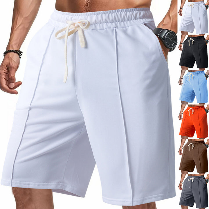 Men's knee-length relaxed Bermuda shorts with flat crease, elastic drawstring waistband and side pockets Mune Fashion