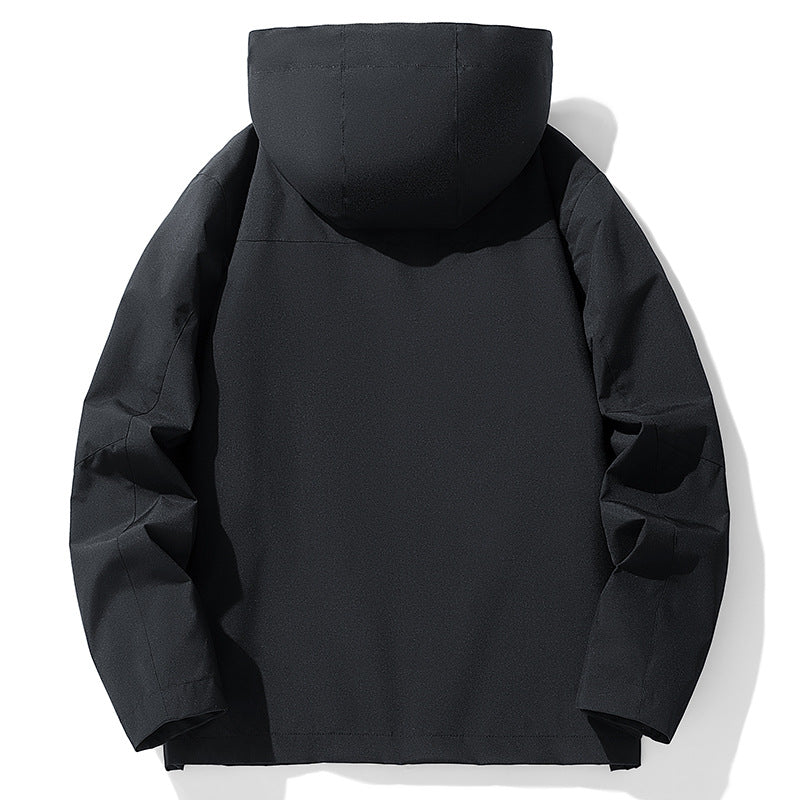 Men's three-layer water-repellent hooded outdoor jacket with mesh lining and concealed zipper Mune Fashion