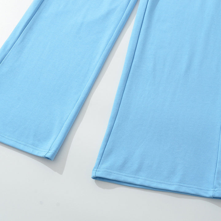 Women's Wide Lounge Pants with High Elastic Waistband and Drawstring Mune Fashion