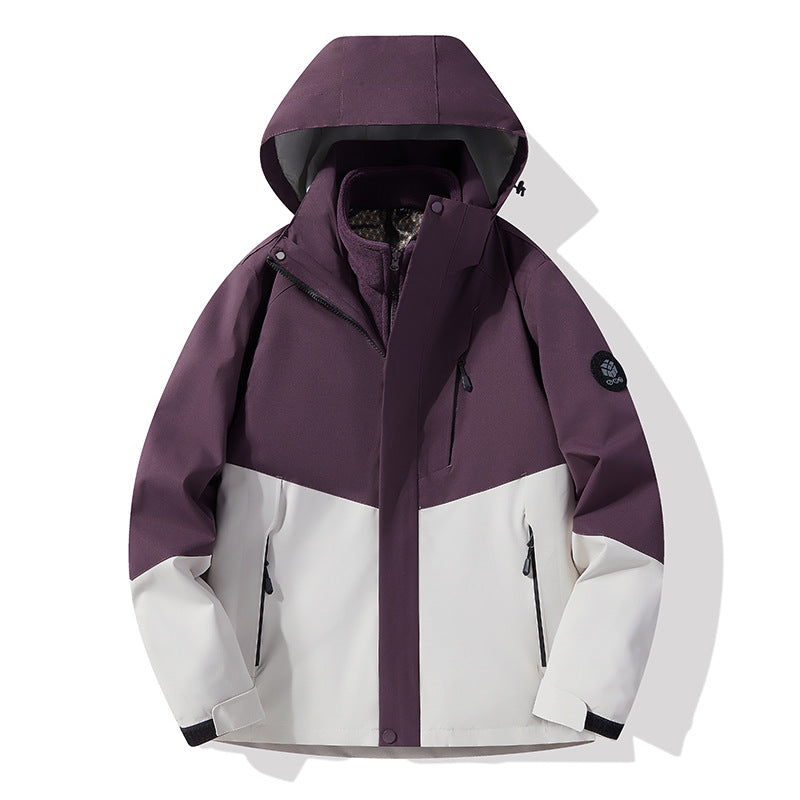 Men's three-layer breathable softshell trekking jacket with integrated fleece collar and adjustable hood Mune Fashion