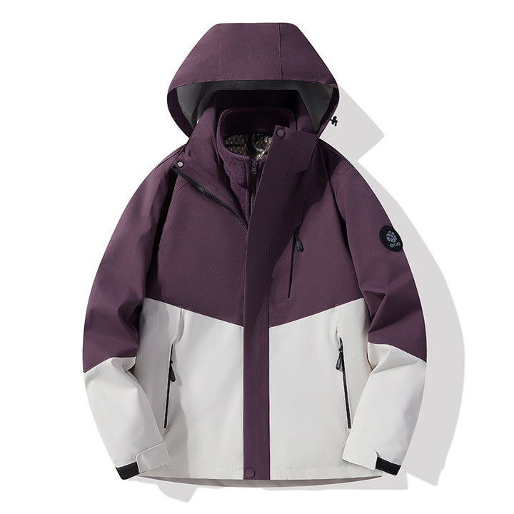 Men's three-layer breathable softshell trekking jacket with integrated fleece collar and adjustable hood Mune Fashion