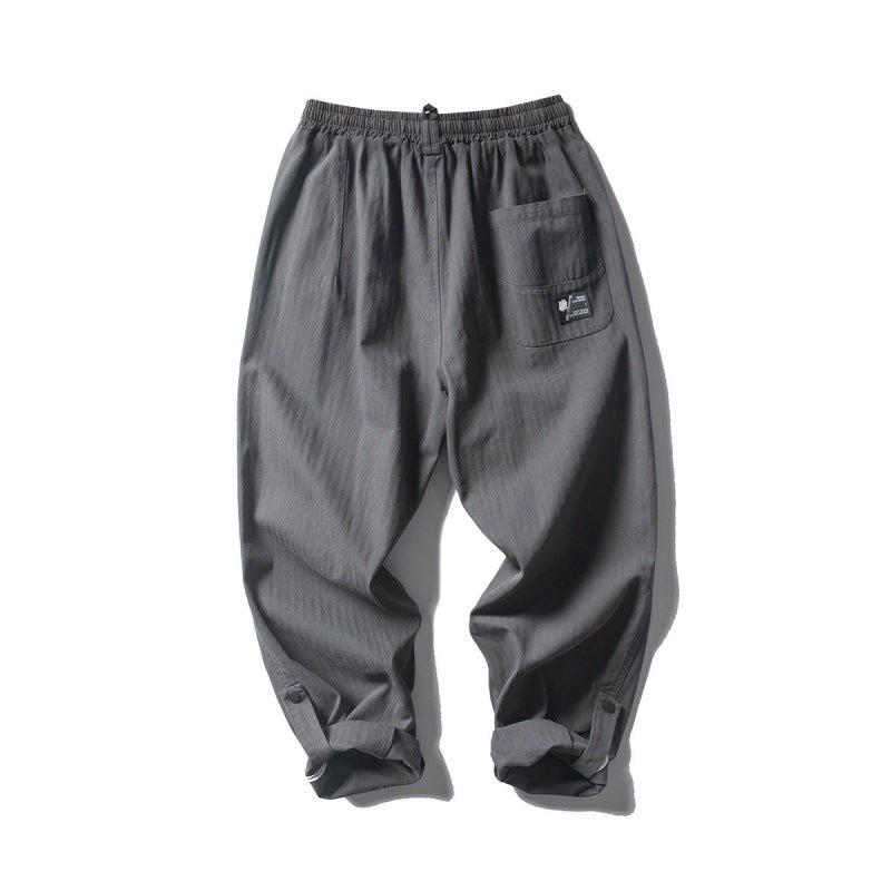 Men's Loose Baggy Cargo Pants with Elastic Waistband Drawstring and Knee Paneling Mune Fashion
